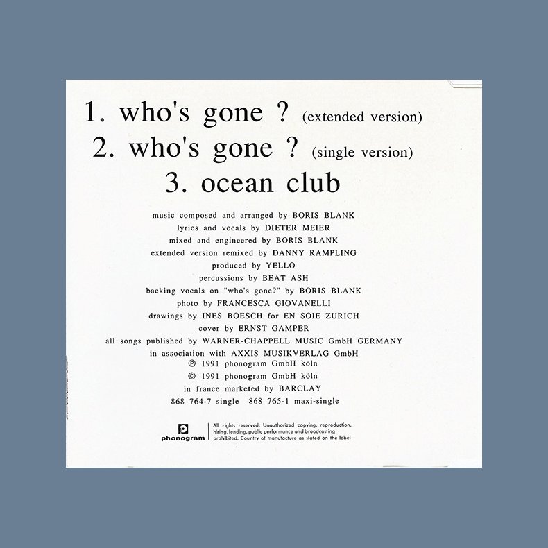 Who's Gone? 1991 German Pressed 3-track CD Single