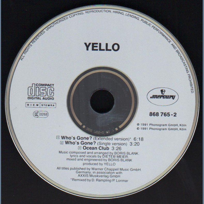 Who's Gone? 1991 German Pressed 3-track CD Single