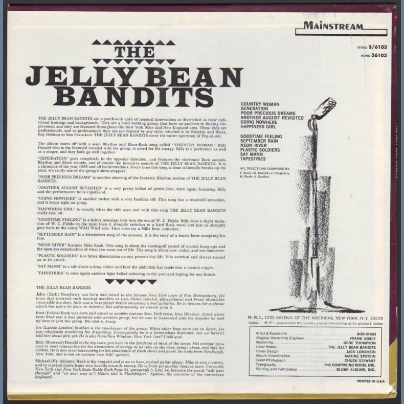 The Jelly Bean Bandits - original 1967 US Mainstream label 12-track Mono LP