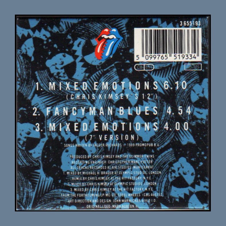 Mixed Emotions - 1989 Austrian Pressed CBS label 3-track 3" CD single