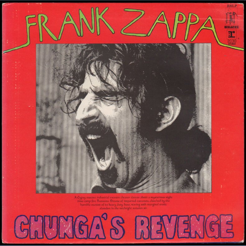 Chunga's Revenge - 1971 UK Reprise label 12-track 2nd issue LP - Tan Riverboat Labels