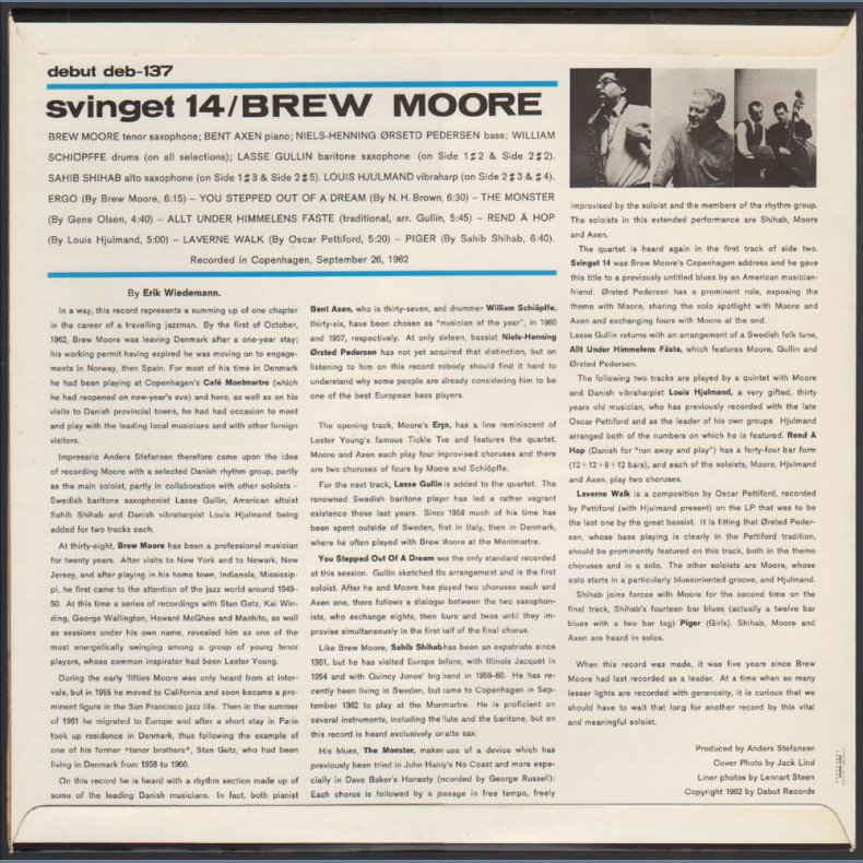 In Europe (Svinget 14') - Original 1962 Danish Debut label 8-track LP