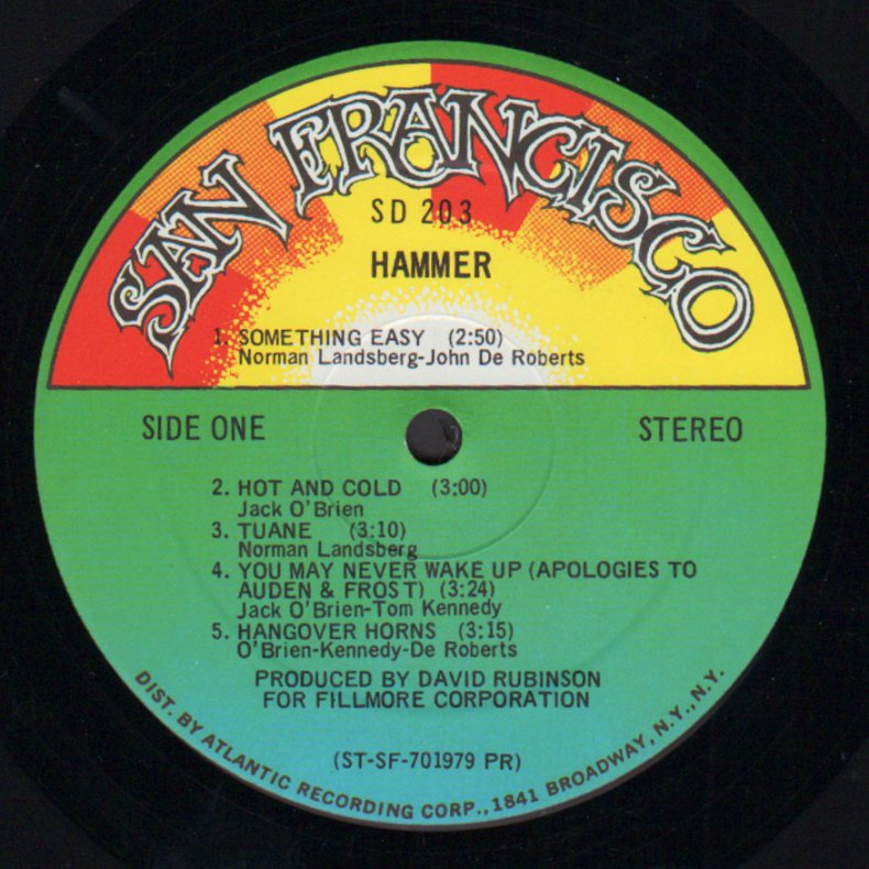 Hammer - Original 1970 US San Francisco label 10-track LP