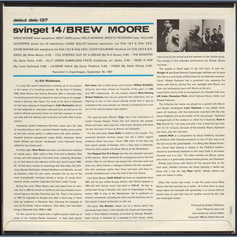 In Europe (Svinget 14') - Original 1962 Danish Debut label 8-track LP