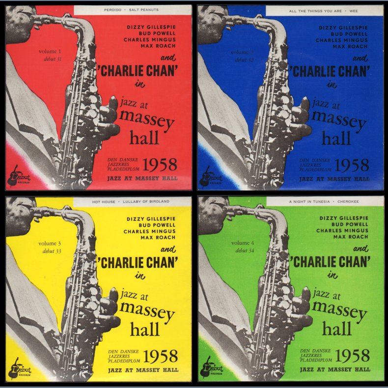 Jazz at Massey Hall/Quintet - Set of 4 Original 1958 Danish Debut label 2-track 7" Singles