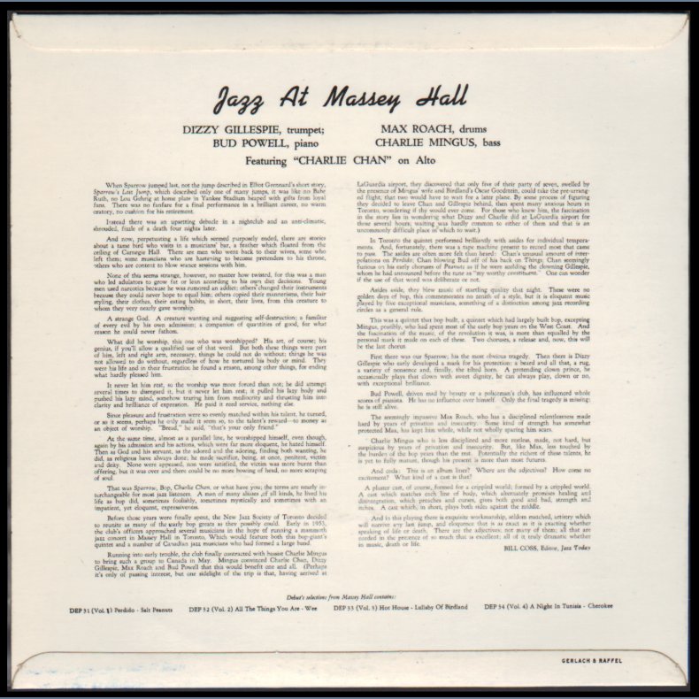 Jazz at Massey Hall/Quintet - Set of 4 Original 1958 Danish Debut label 2-track 7" Singles