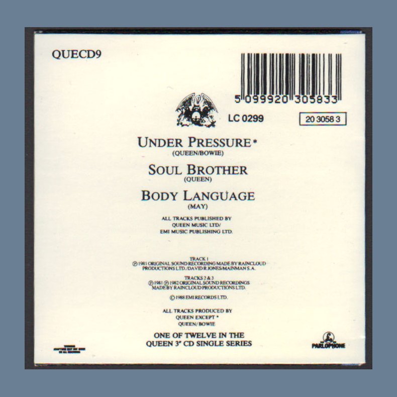 Under Pressure - Original 1988 UK Parlophone label 3-track 3" CD Single