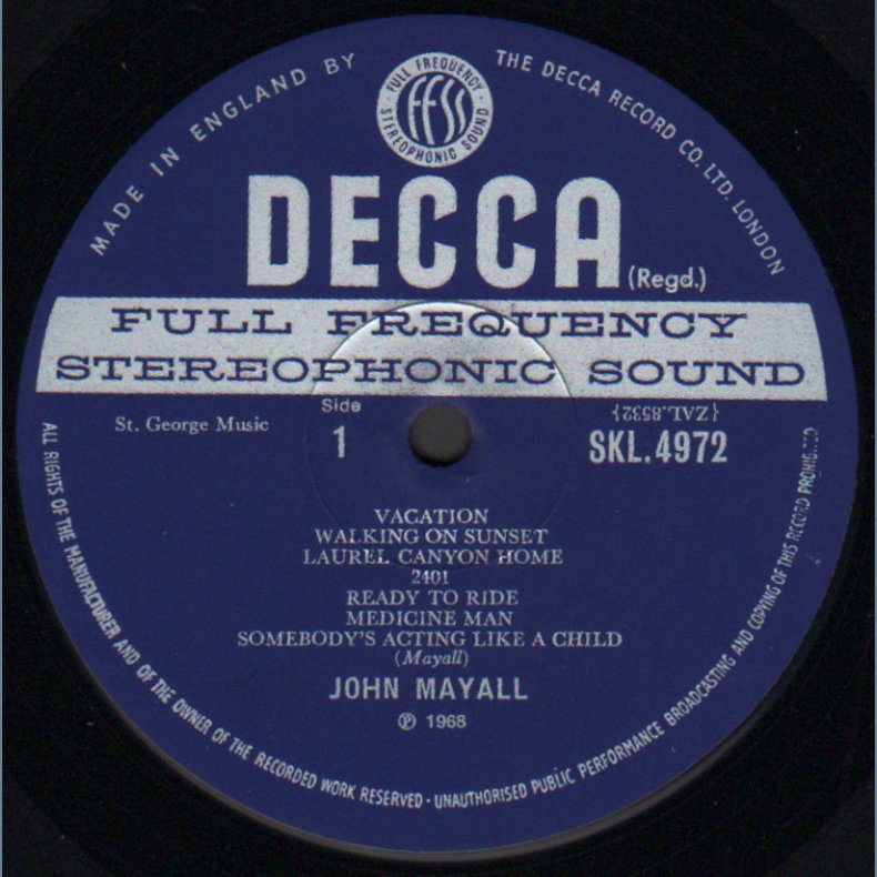 Blues From Laurel Canyon - Original 1968 UK decca label 12-track Stereo LP