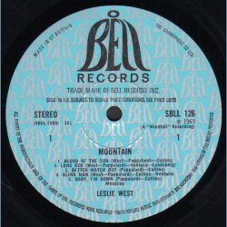 Mountain - Original 1969 UK bell label 11-track LP - Turquise Company labels