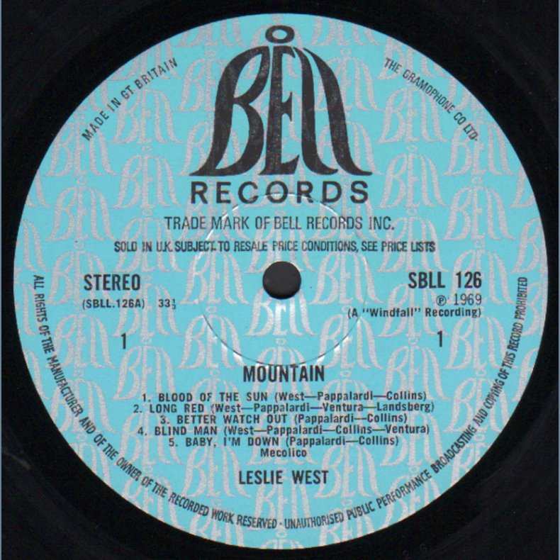 Mountain - Original 1969 UK bell label 11-track LP - Turquise Company labels