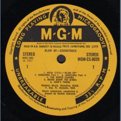 Blow Up - 1967 UK MGM label 13-track Original Soundtrack Stereo LP