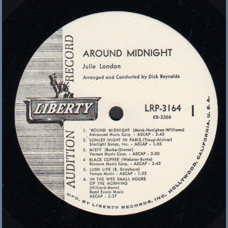 Around Midnight - Original 1960 US Liberty label 12-track White Label Audition Record LP