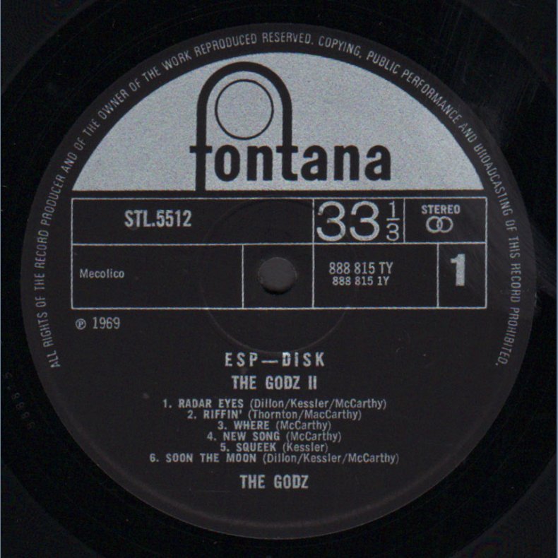 Godz 2 - Original 1969 UK Fontana label 10-track Stereo LP