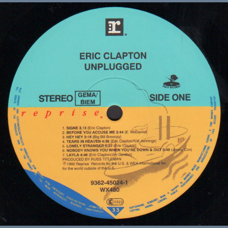 Unplugged - 1992 German Reprise label 13-track LP