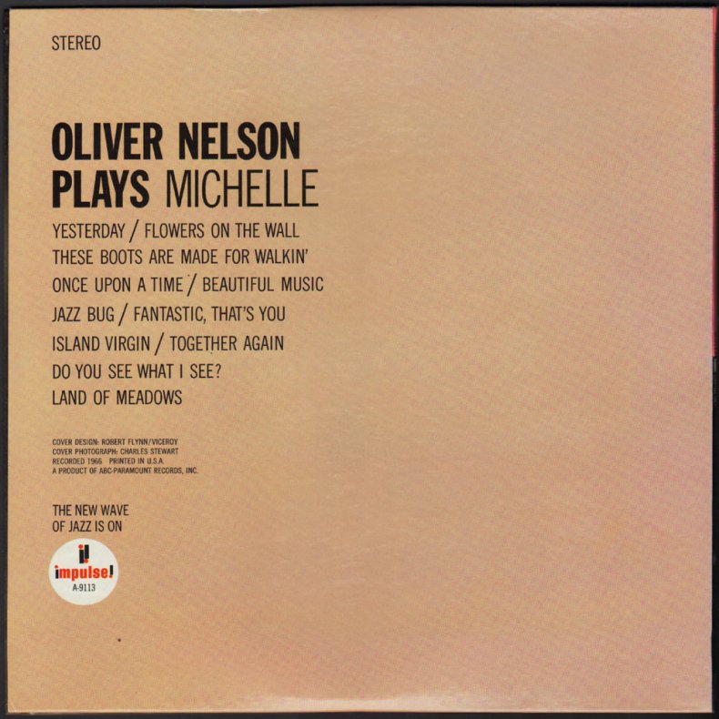 Oliver Nelson Plays Michelle - 1966 US Impulse label 12-track stereo LP