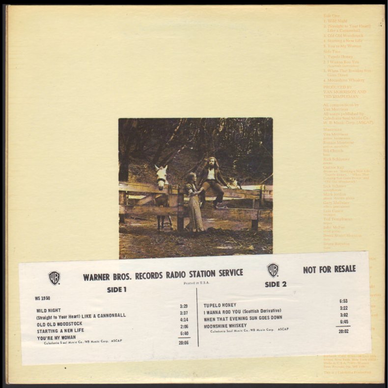 Tupelo Honey - Original 1971 US Warner Bros label 9-track Promotional Issue White Label LP