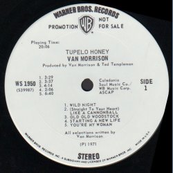 Tupelo Honey - Original 1971 US Warner Bros label 9-track Promotional Issue White Label LP