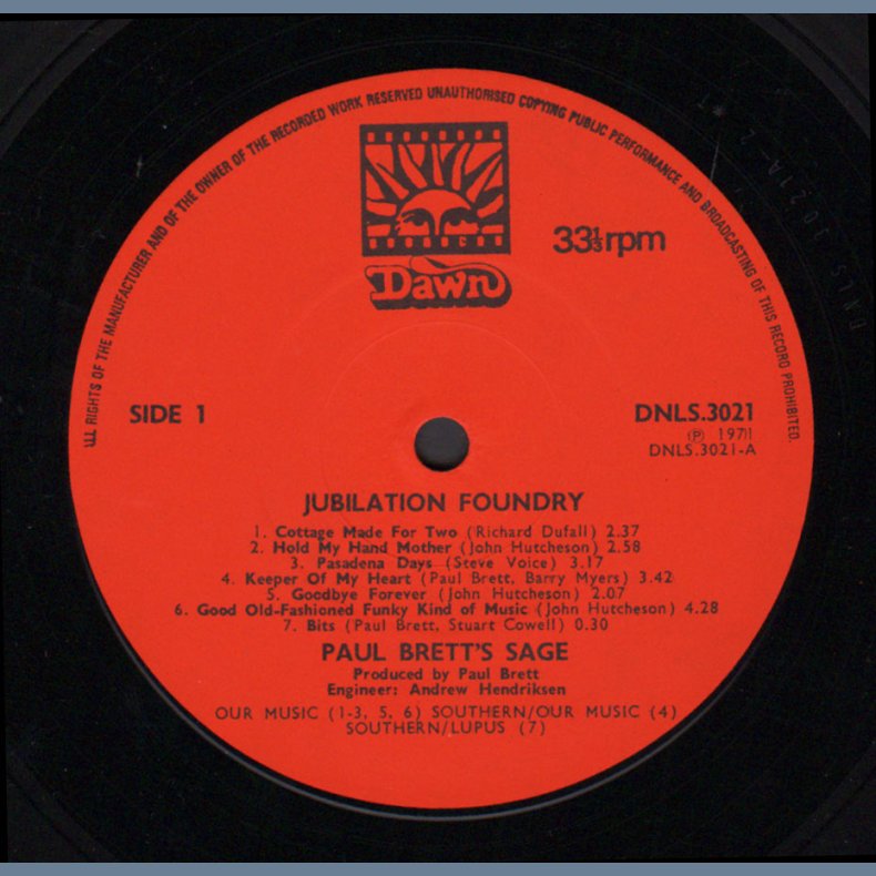 Jubilation Foundry - Original 1971 UK Dawn label 13-track LP