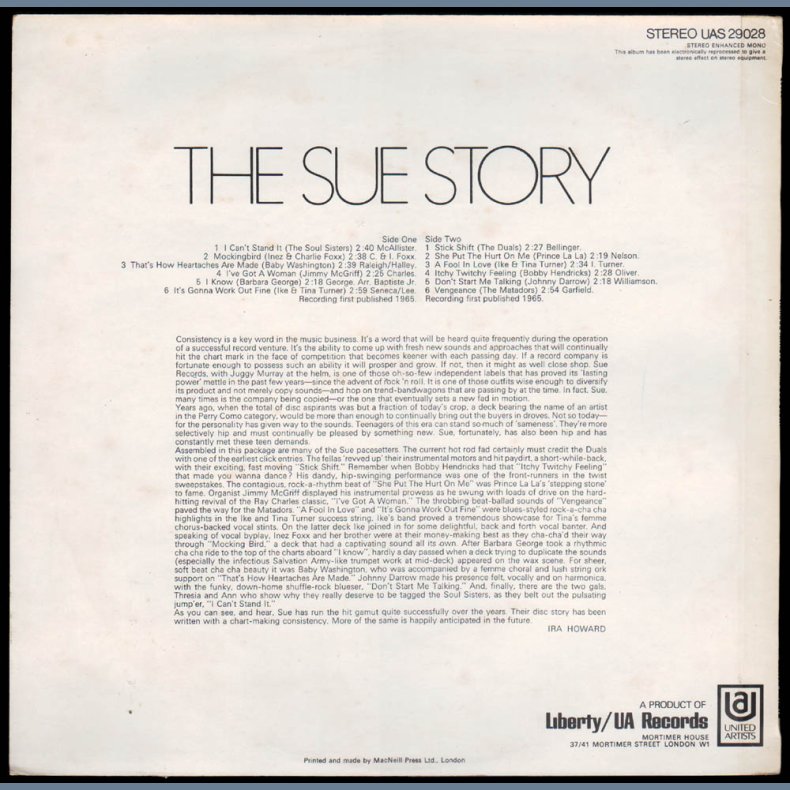 The Sue Story - 1969 UK United Artists 2nd Issue 12-track LP