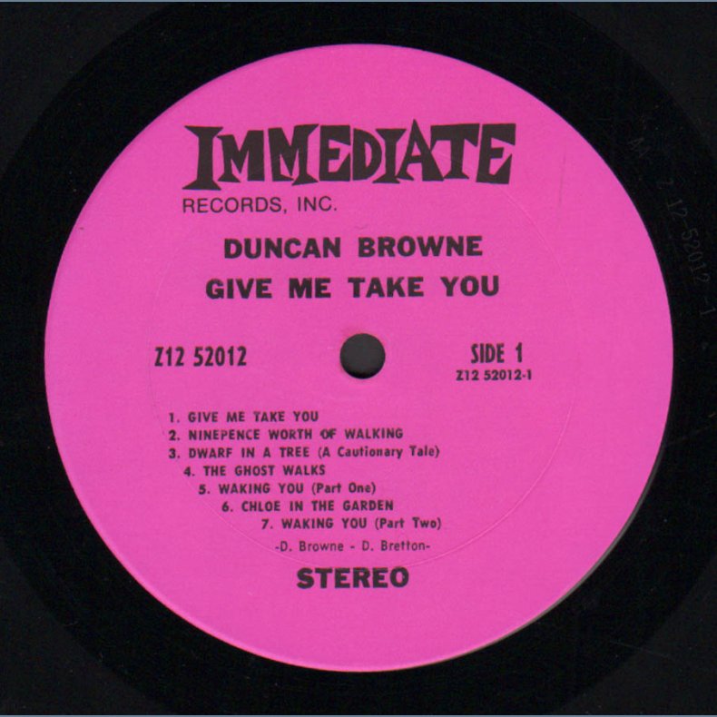 Give Me Take You - Original 1968 US Immediate label 12-track LP incl. Lyric Insert