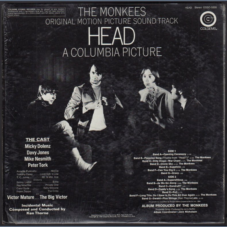 Head - 1968 US Colgems label 14-track Stereo LP 