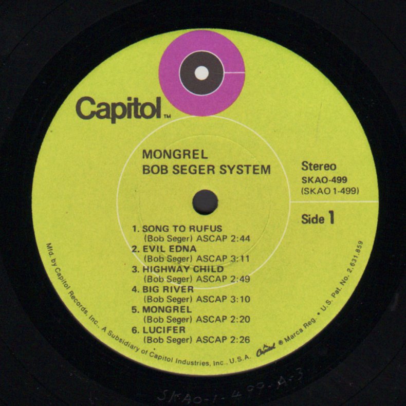 Mongrel - Original 1970 US Capitol label 10-track LP - Green Target Logo Labels