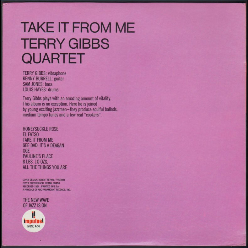 Take It From Me - Original 1964 US Impulse label 8-track Mono LP