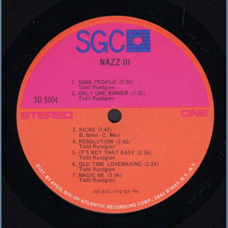 Nazz III - Original 1971 US SGC label 13-track LP