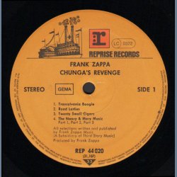 Chunga's Revenge - late 1970ies German Reprise label 12-track LP - Tan Riverboat Labels