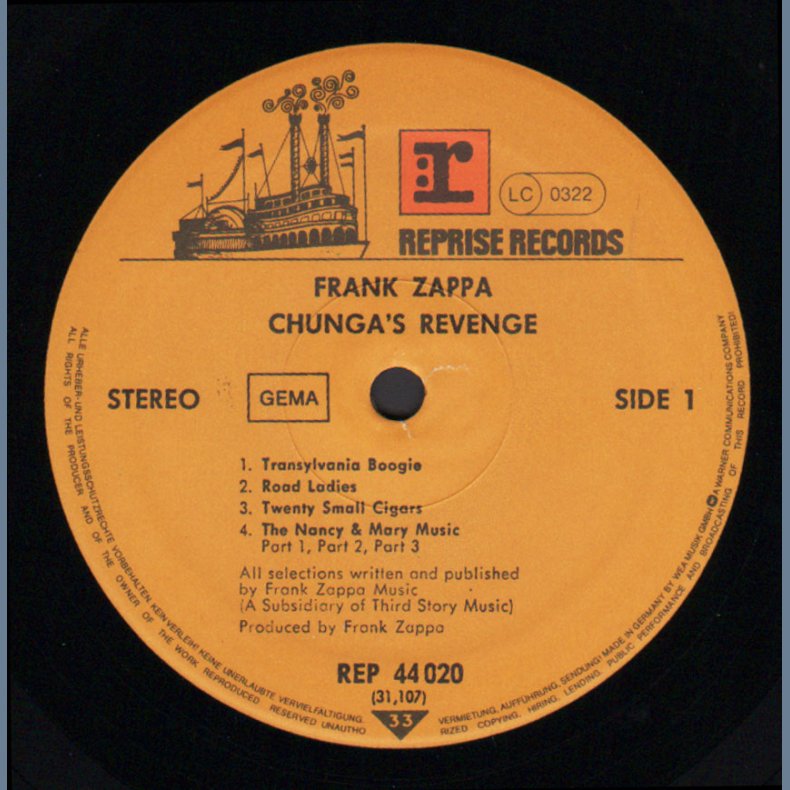 Chunga's Revenge - late 1970ies German Reprise label 12-track LP - Tan Riverboat Labels