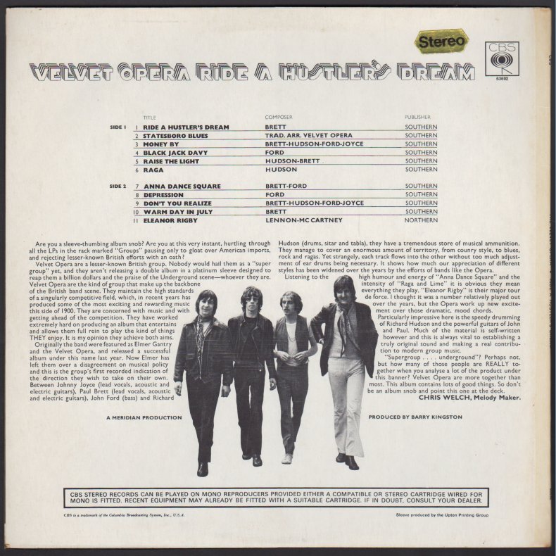 A Hustler's Dream - Original 1969 UK CBS label 11-track Stereo LP