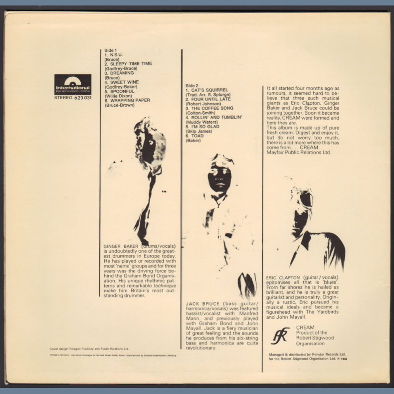 Fresh Cream - Late 1960ies Scandinavian Distributed Polydor label 12-track Stereo LP