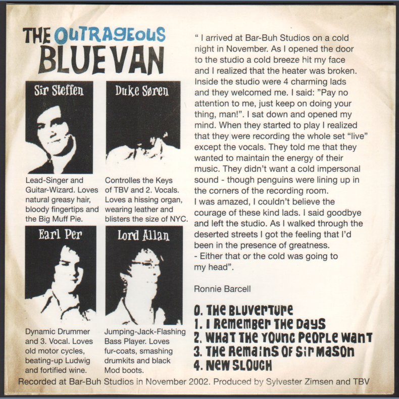 A Session With The Blue Van - 2014 Danish Dacca label 5-track 10"
