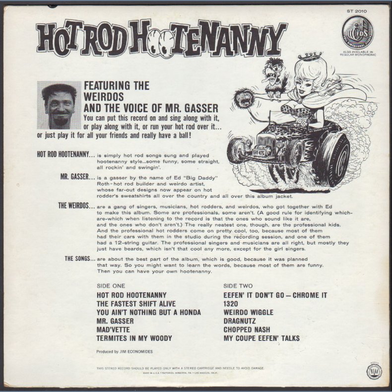 Hot Rod Hootenanny - Original 1963 US Capitol label 12-track LP