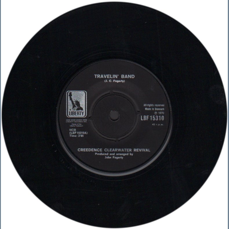 Travelin' Band b/w Who'll Stop The Rain - 1970 Danish Liberty label 2-track 7" Single 