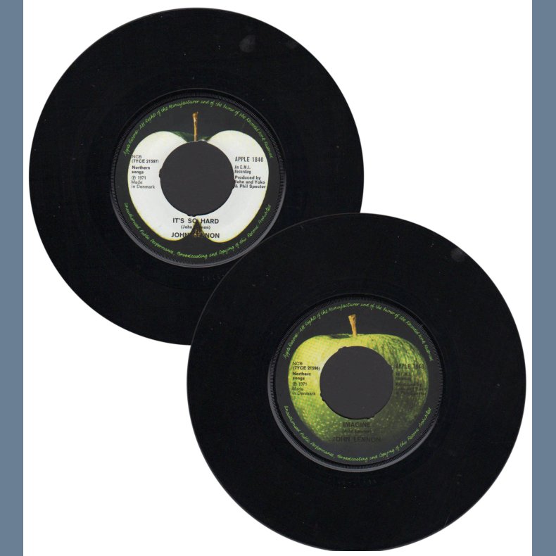 Imagine b/w It's so hard - Original 1971 Danish Apple label 2-track 7" Single