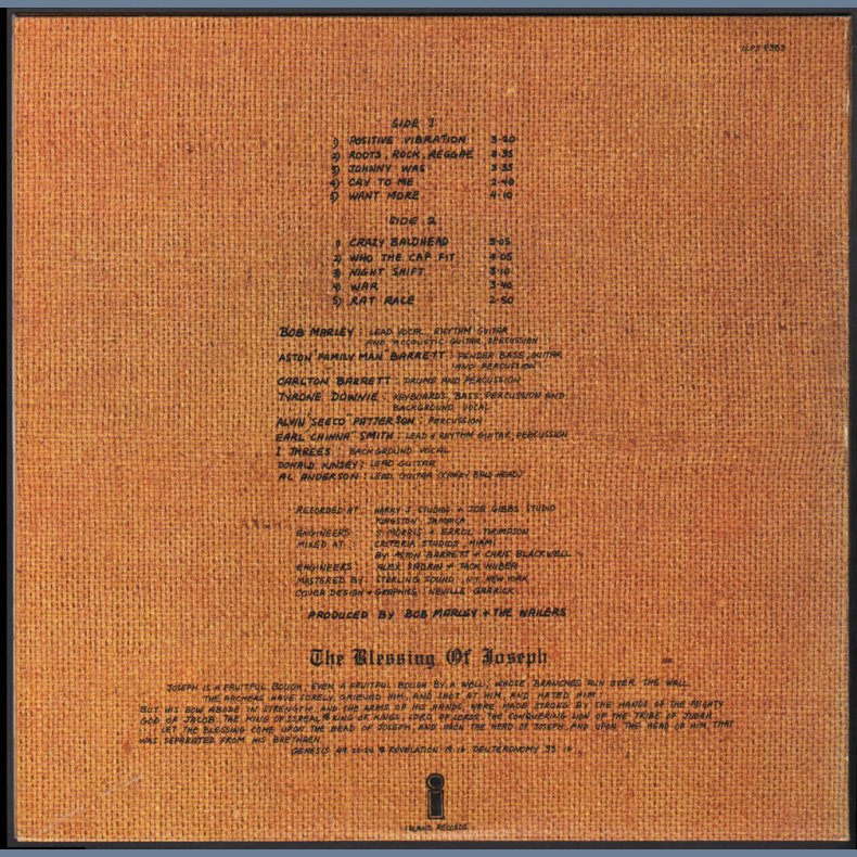 Rastaman Vibration - Original 1976 UK Island label 10-track LP