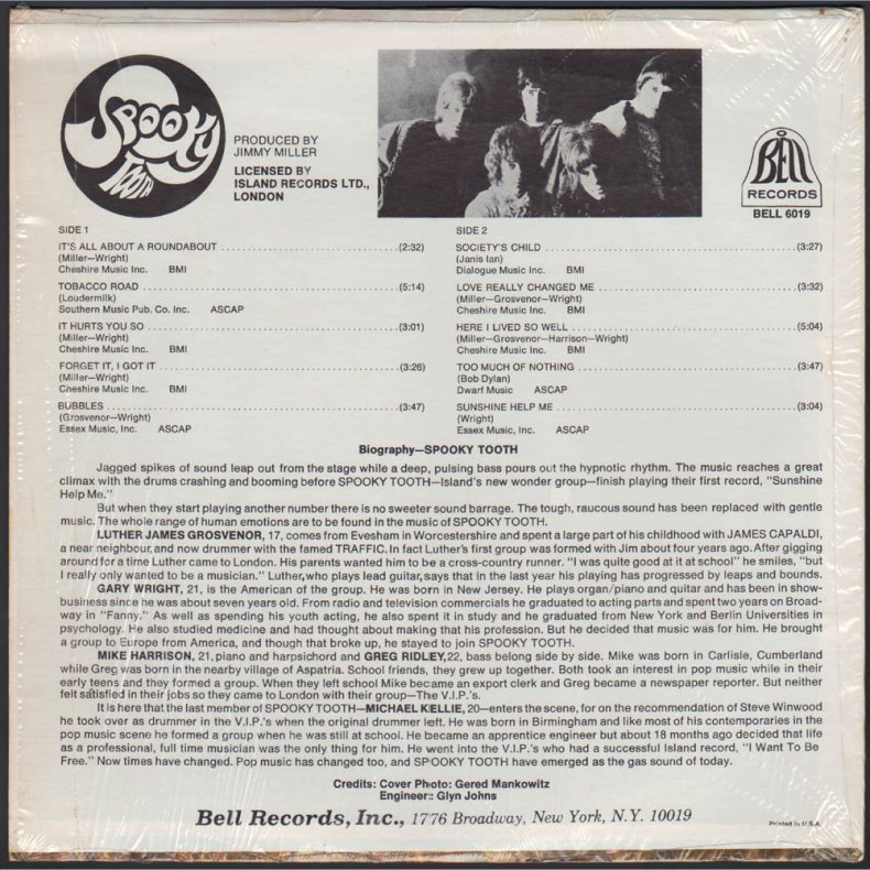 Spooky Tooth - US Bell Records 8-track LP - Still Factory Sealed