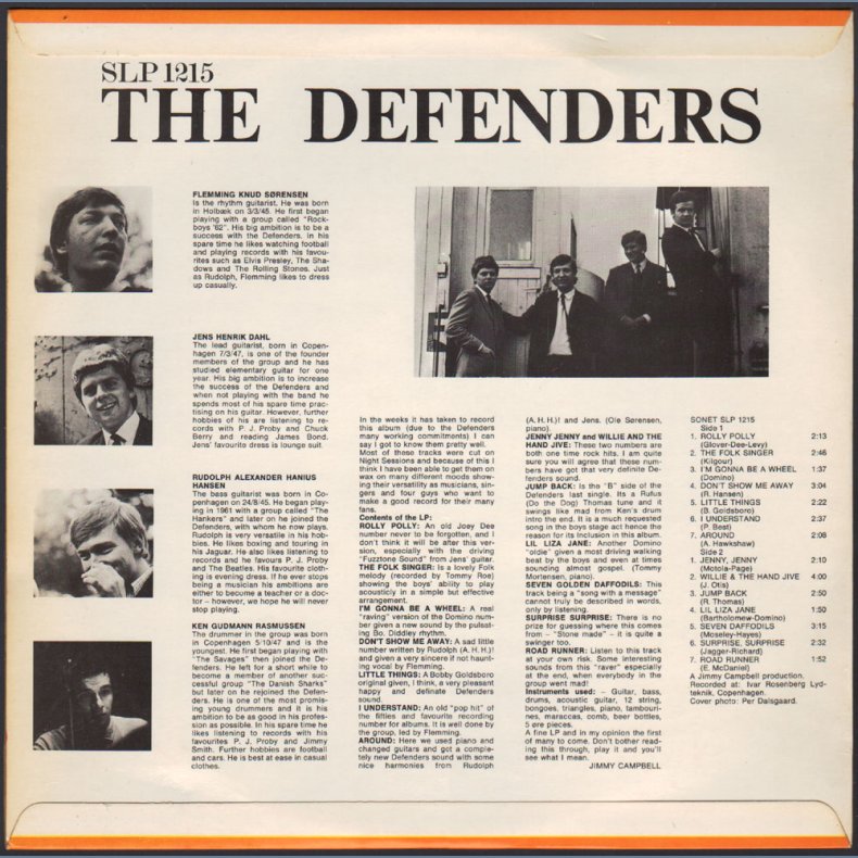 The Defenders - Original 1965 Danish Sonet label 14-track Stereo LP
