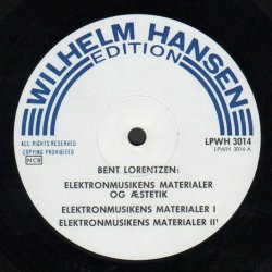 Elektronmusikkens Materialer Og stetik - 1968 Danish Editions Wilhelm Hansen label 4-track LP