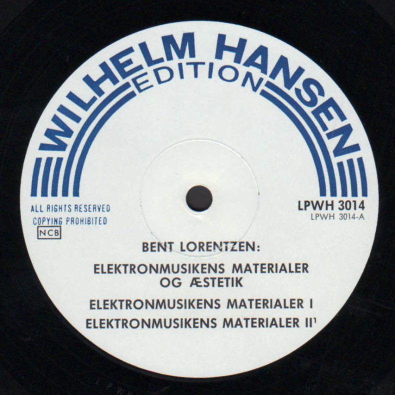Elektronmusikkens Materialer Og stetik - 1968 Danish Editions Wilhelm Hansen label 4-track LP