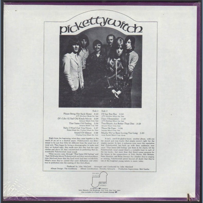 Pickettywitch - Original 1970 US Janus label 10-track LP