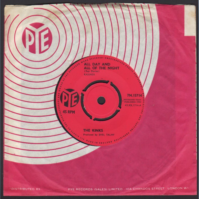 All Day And All Of The Night b/w I Gotta Move - Original 1964 UK Pye label 2-track 7" Single