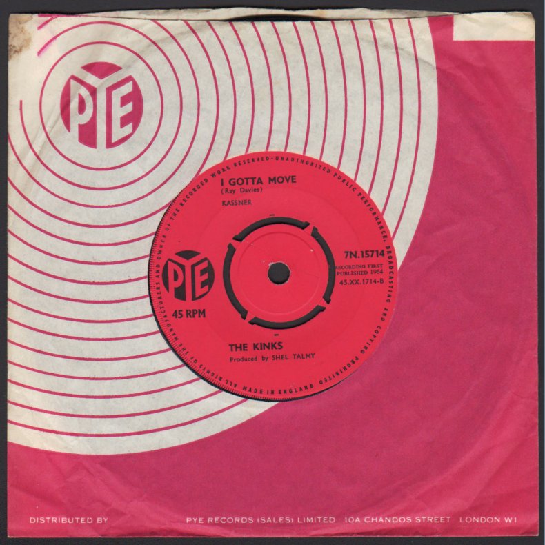 All Day And All Of The Night b/w I Gotta Move - Original 1964 UK Pye label 2-track 7" Single