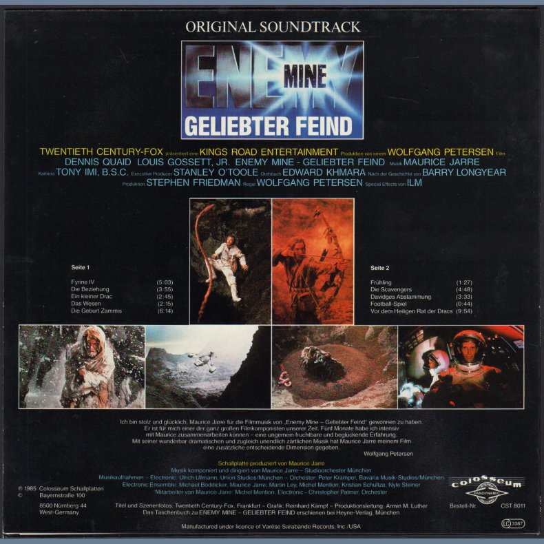 Enemy Mine - Geliebter Feind - 1985 German Colusseum label 10-track LP