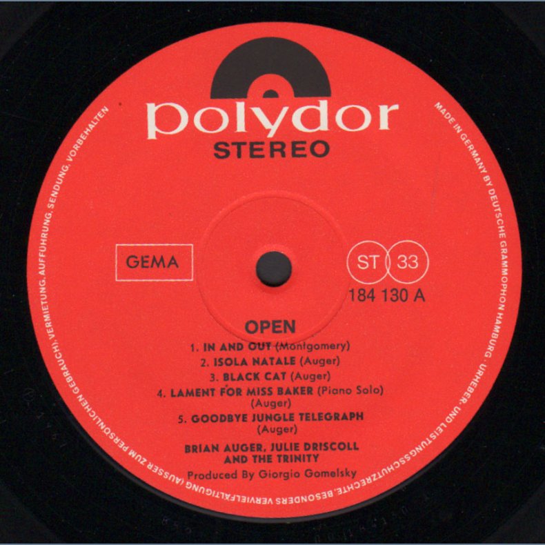 Open - Original 1969 German pressed Polydor label 10-track Vinyl LP