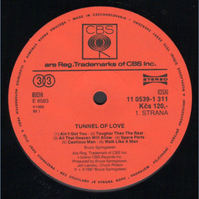 Tunnel Of Love - 1987 Czech Supraphon label 12-track LP