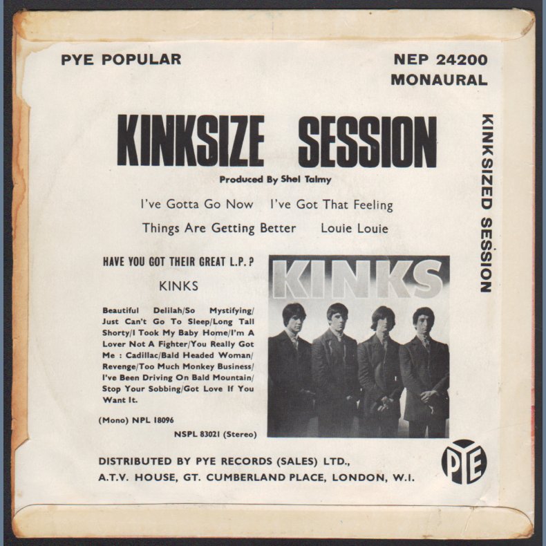 Kinksize Session - Original 1964 UK Pye label 4-track 7"EP