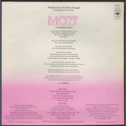 Mott - 1973 UK CBS label 2nd Issue LP - Orange labels, Single Pocket Cover