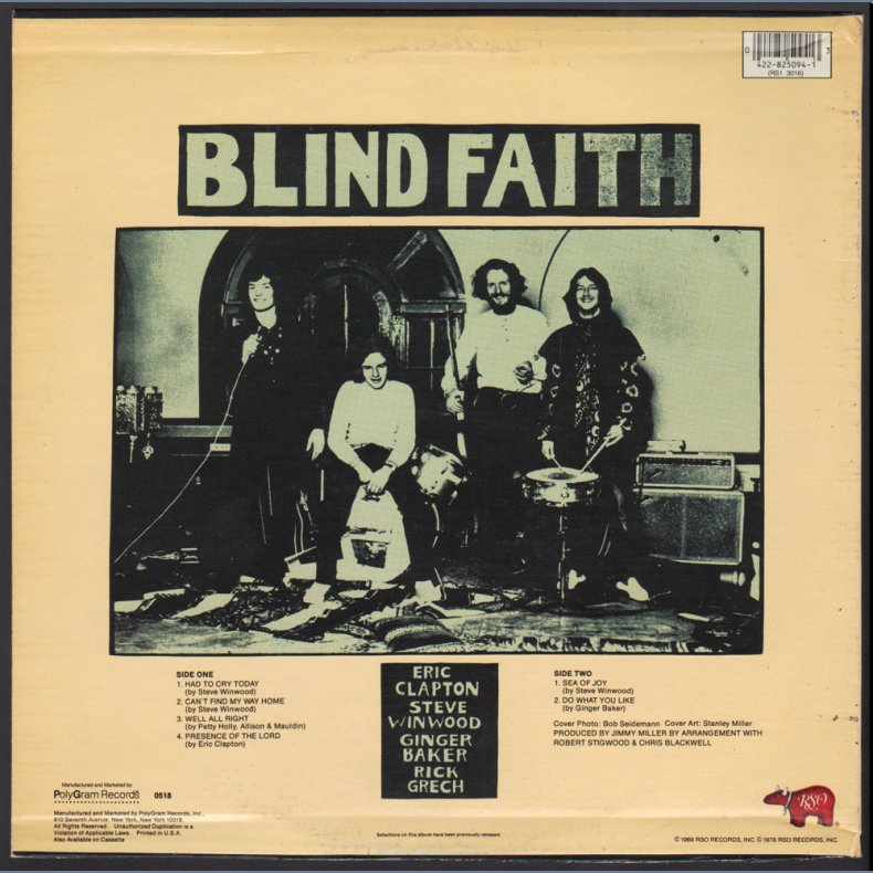Blind Faith - 1986 US RSO label 6-track LP - Silver RSO labels